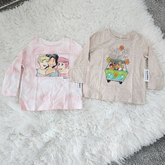 Old Navy Girls Long Sleeve Tshirts Bundle. Disney Princess and Scooby Do… - Picture 1 of 8